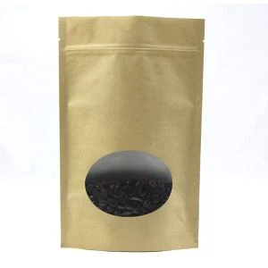 Kraft papper Stand Up kaffe väska med fönster