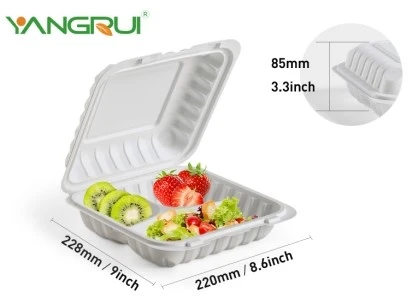 444441213 9 inch 3 compartment Take away box