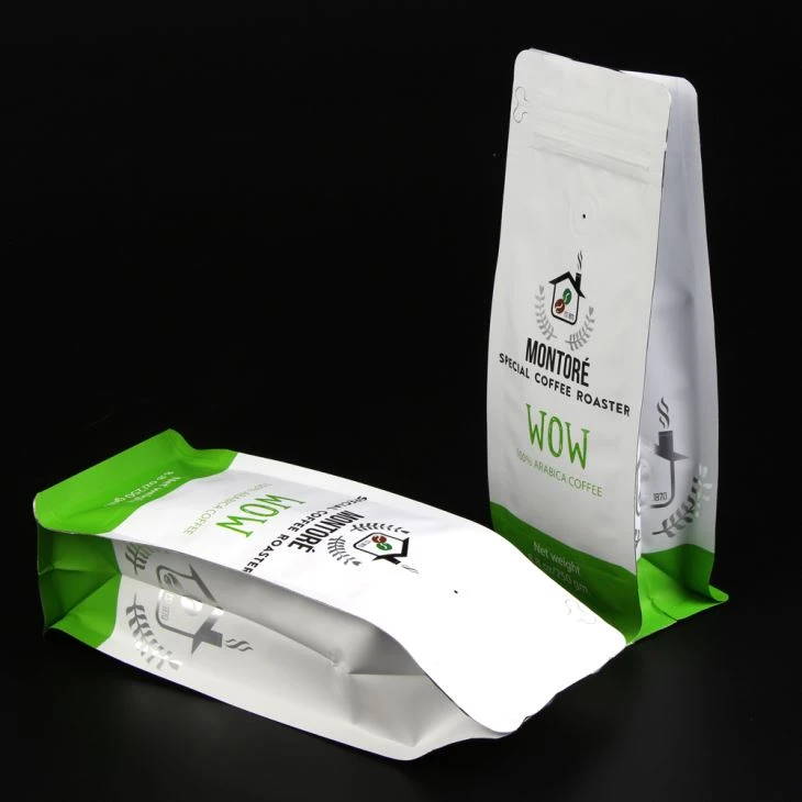 Aluminiumfolie kaffepuche med dragkedja och ventil