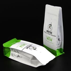 Aluminiumfolie kaffepuche med dragkedja och ventil