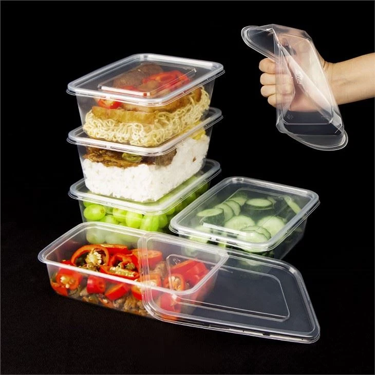 500 ml genomskinlig miljövänlig mikrovågsugn avhämtning engångsmatbehållare Lunch