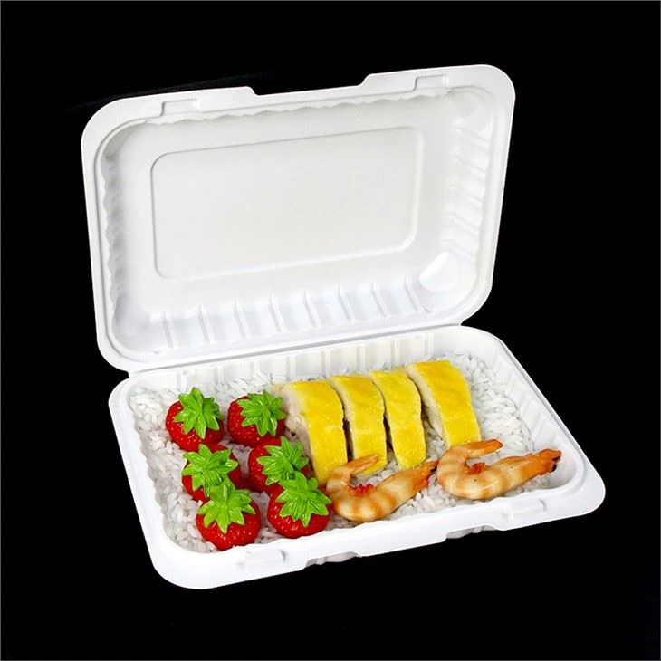 6x9 tum miljövänlig mat gå till behållaren Mikrovågbar svart svart engångsmåltid Catering Plast Lunchlåda Matbehållare