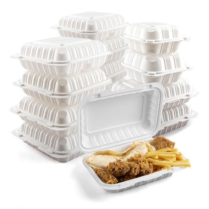 Thermoform 9x6 tum mikrovågsugn PP matbehållare engångs take away plast Bento lunchlådor