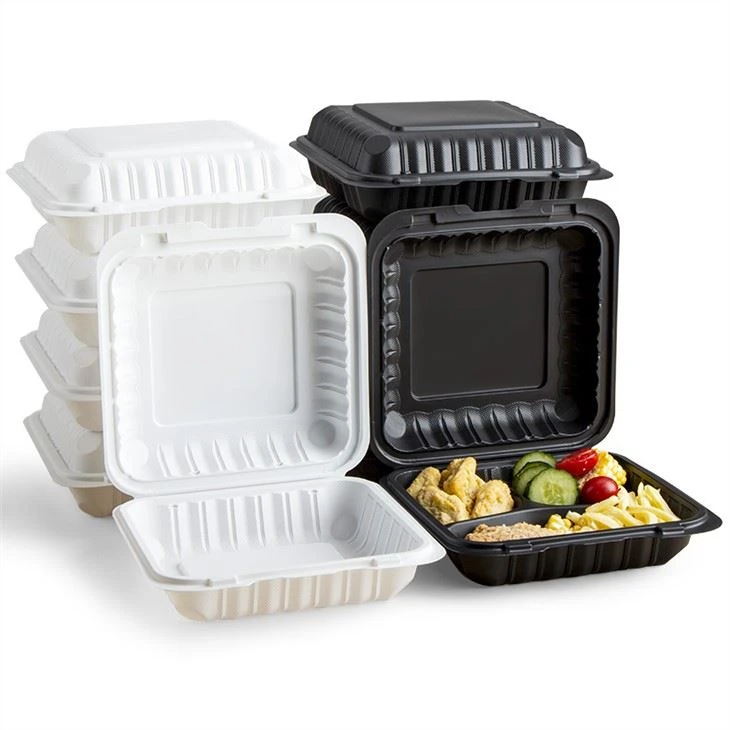 9x9x3inch Mikrovågsugn Avhämtning Food To Go-behållare PP Plast Engångsbord Take Away Lunch Bento Box