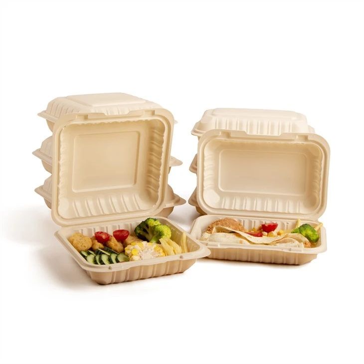 Biologiskt nedbrytbar 9x9 tum Plast Fire Chicken Packaging Ta ut Bento Box Clamshell Food Container
