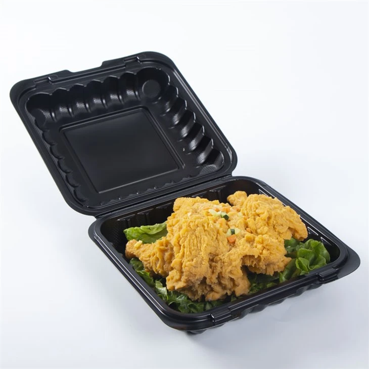 9x9" Svart Clamshell Take Out Bento Box