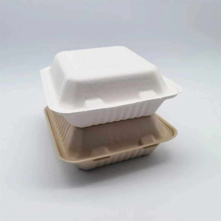 Biologiskt nedbrytbar sockerrörsbagasse-fibermassapappersbehållare för avhämtning