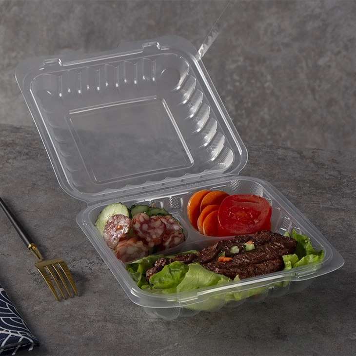 Klar plast Bento Box Lunchbehållare för engångsbruk