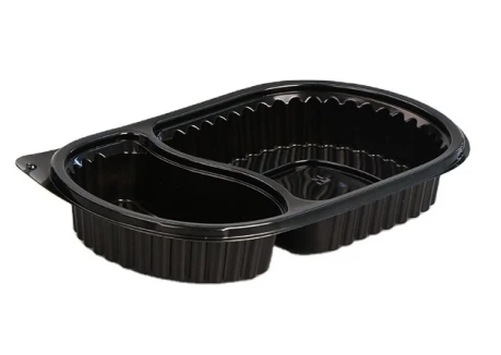 Oval matförvaringslåda med 2 fack