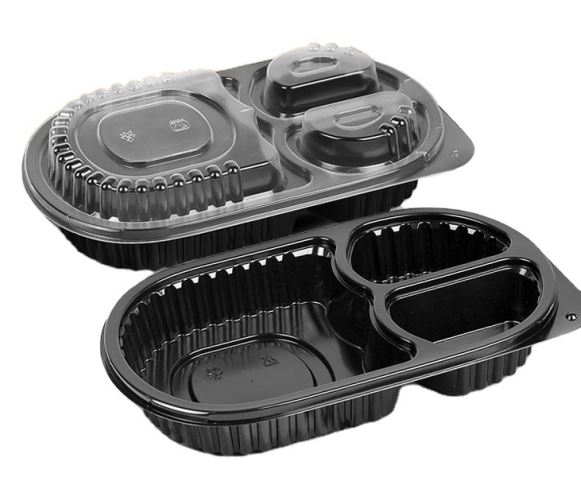 Oval matbehållare med 3 fack