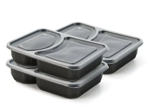 Matförberedande behållare av plast med 2 fack
