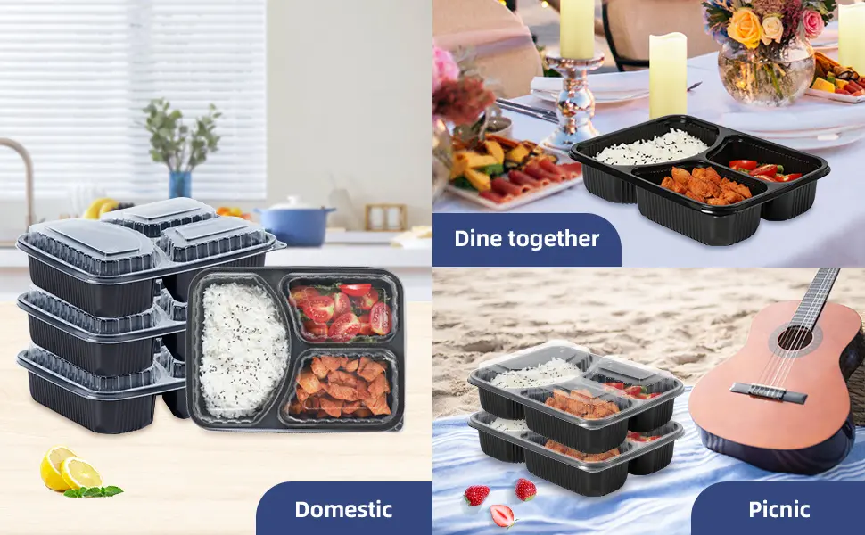 3 compartment food containers