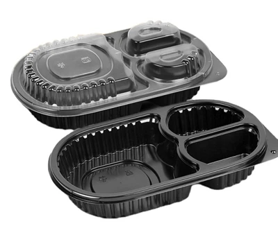 Oval matbehållare med 3 fack